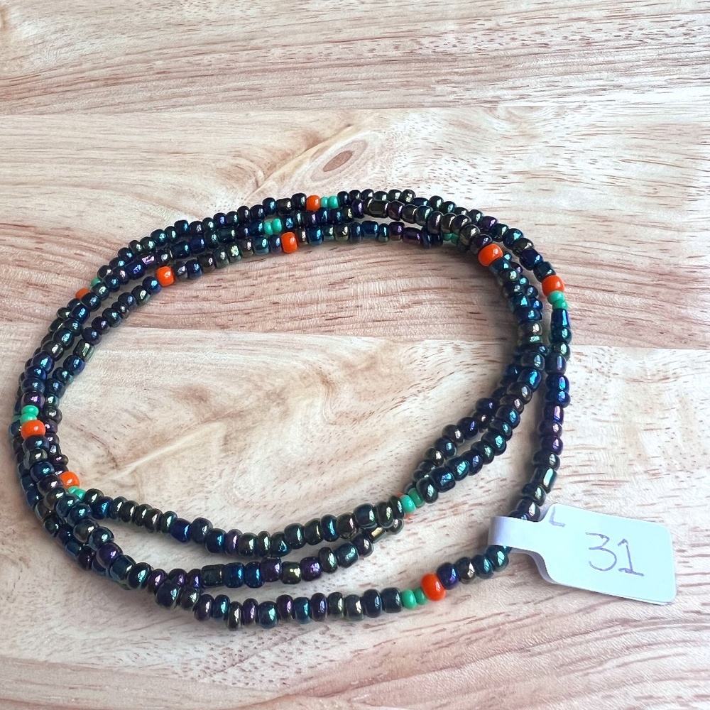 Handcrafted Green Metallic Waist Accessory/Necklace